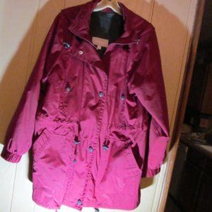 WOMAN WITHIN Mauve Windbreaker PARKA Coat Jacket Detachable HOOD Size L 18/20